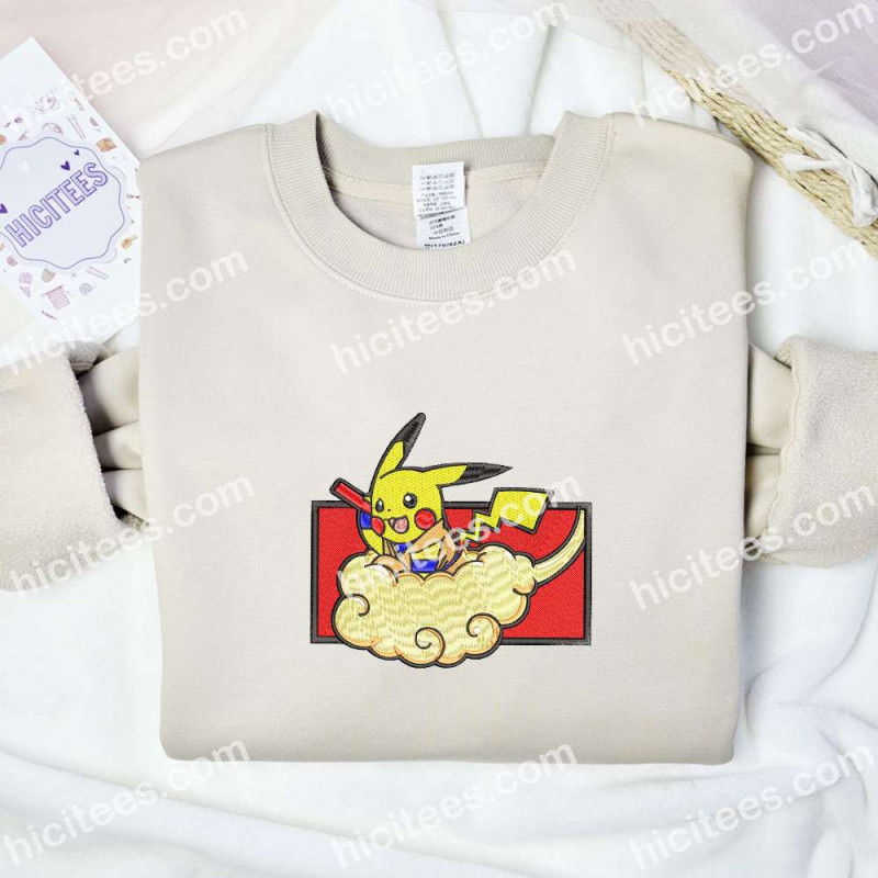 Pikachu As Goku Pokemon Anime Embroidered Shirt