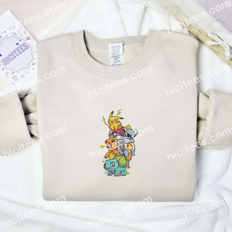 Pokemon Stack Anime Embroidered Shirt