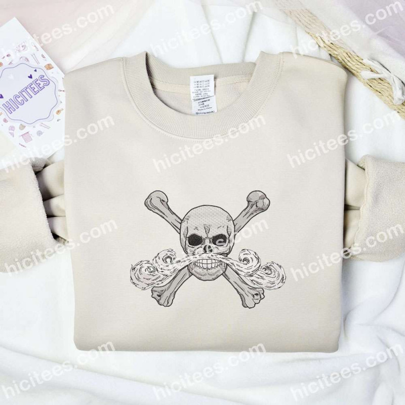 White Beard Jolly Roger One Piece Anime Embroidered Shirt