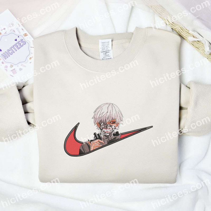 Ken Kaneki Portrait Embroidered Shirt, Tokyo Ghouls Anime Embroidered Hoodie