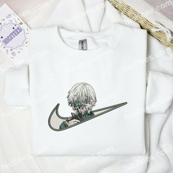 Kaneki Ken Embroidered Shirt, Tokyo Ghouls Anime Embroidered Hoodie