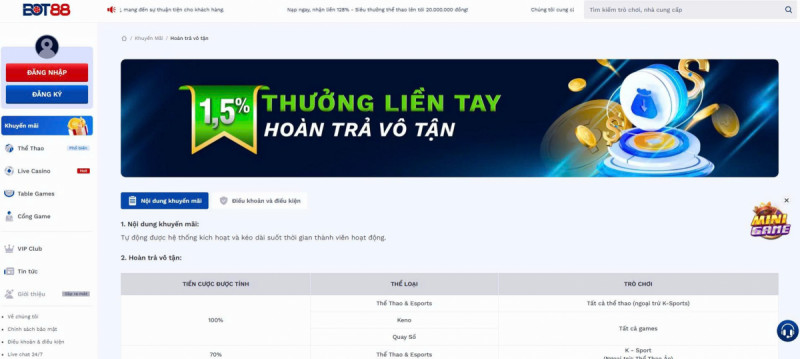 Bí quyết tận dụng tối đa ưu đãi Hoàn trả vô tận 1.5 phần trăm để chơi hiệu quả hơn