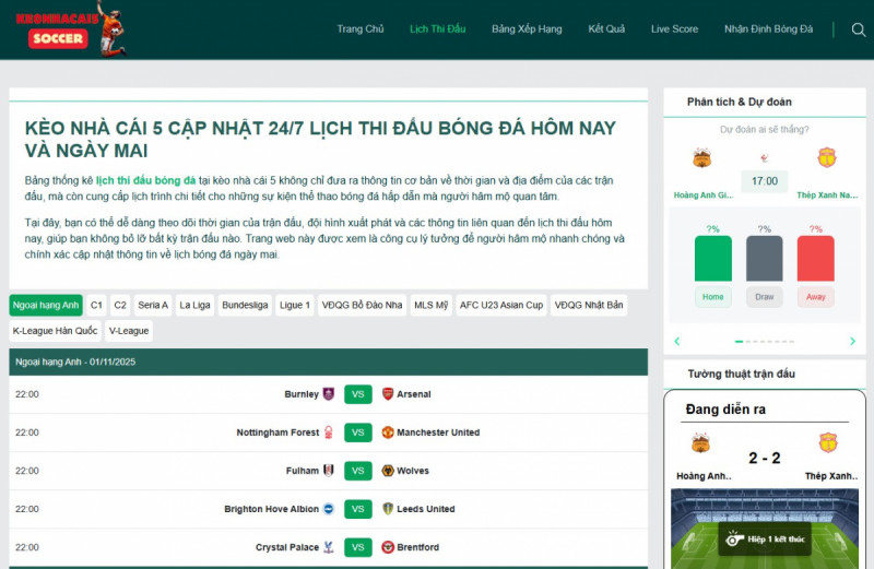 Lịch thi đấu bóng đá công cụ không thể thiếu cho người hâm mộ