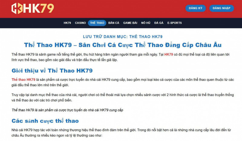 Thể Thao HK79 Lựa Chọn Tối Ưu Cho Người Yêu Thể Thao